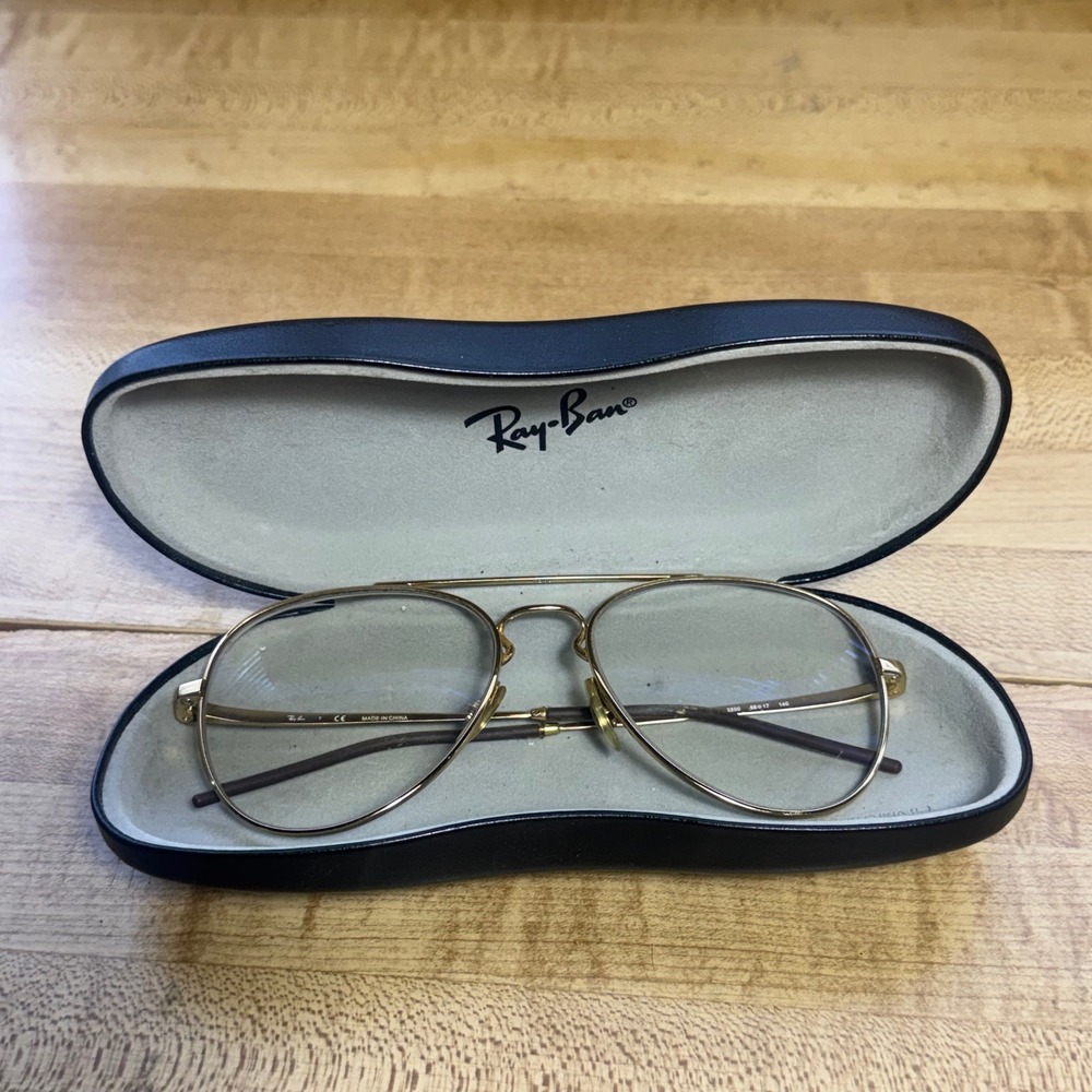 Ray-Ban RB6413 2500 Gold Aviator Eyeglasses Frames 56-17 140 with Case